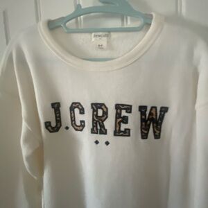 Crewcuts White Sweatshirt with Leopard-Print J.CREW Letters
